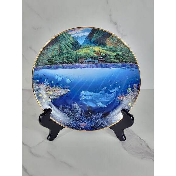 Underwater Paradise Chez Paul Dolphin Year 1991 Porcelain 8" Plate Wall Decor - Picture 1 of 14